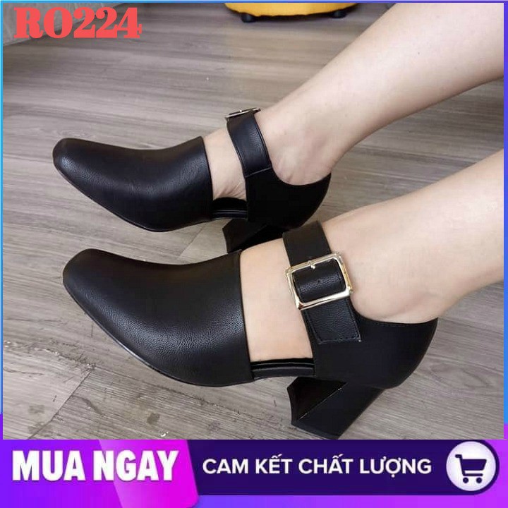 Giày boot nữ cổ thấp 5cm đẹp hai màu đen nâu hàng hiệu rosata ro224