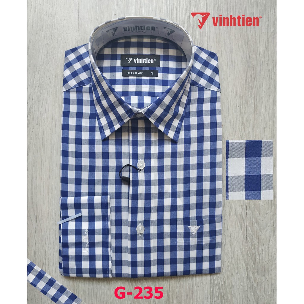 Áo Sơ Mi Dài Tay Dáng Suông Vạt Ngang Vĩnh Tiến Caro AD355 | BigBuy360 - bigbuy360.vn