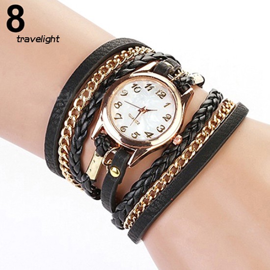 Đồng Hồ Đeo Tay Dây Da Bện Nhiều Lớp Phong Cách Vintage Thời Trang Cho Nữ