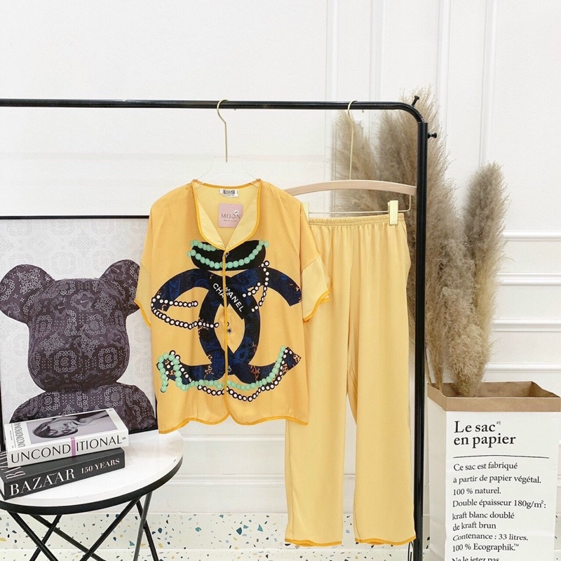 🔥FREESHIP🔥PIJAMA LỤA SATIN VIỀN LƯỢN SÓNG TAY NGẮN QUẦN DÀI THIẾT KẾ 3D SIÊU XINH
