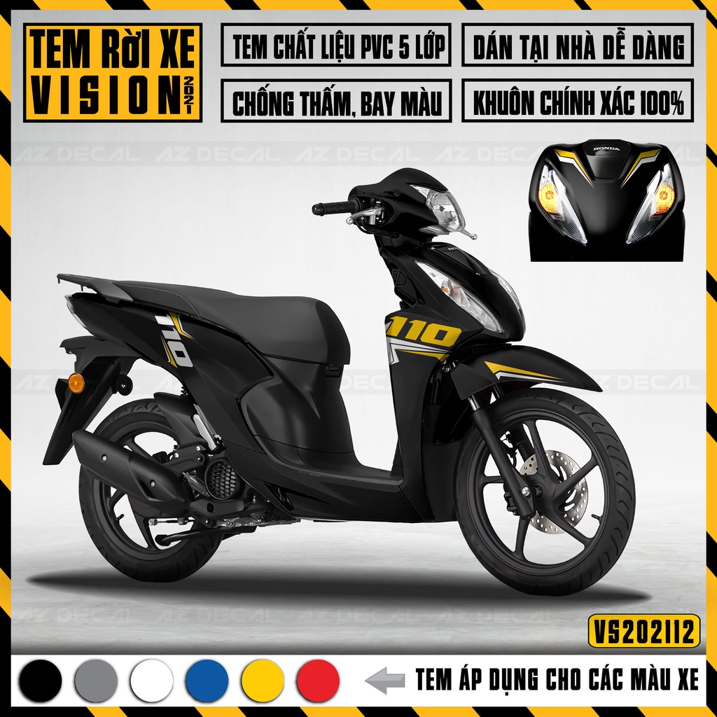 Tem Rời Xe Vision 2015 - 2022 Mẫu 110 Cách Điệu | VS12 | Decal Dán Xe Vision Cắt Khuôn Sẵn, Chống Nước
