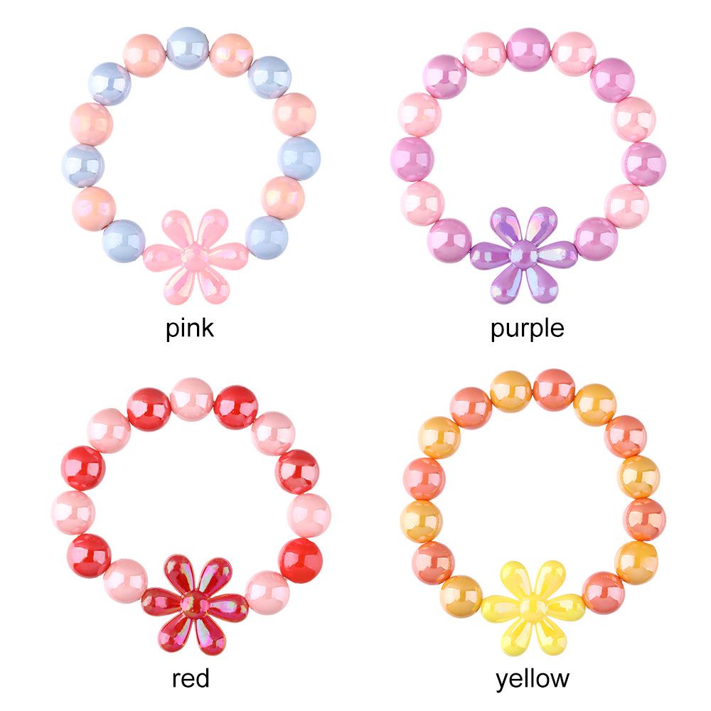 Vòng Tay Chuỗi Hạt Acrylic Nhiều Màu Sắc Hình Hoa Phong Cách Công Chúa Dành Cho Bé Gái