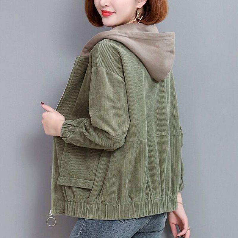 Áo Khoác Tay Dài Có Nón Lót Nhung Dày Dặn Phong Cách Hàn Quốc Thời Trang Thu Đông Mới Cho Nữ