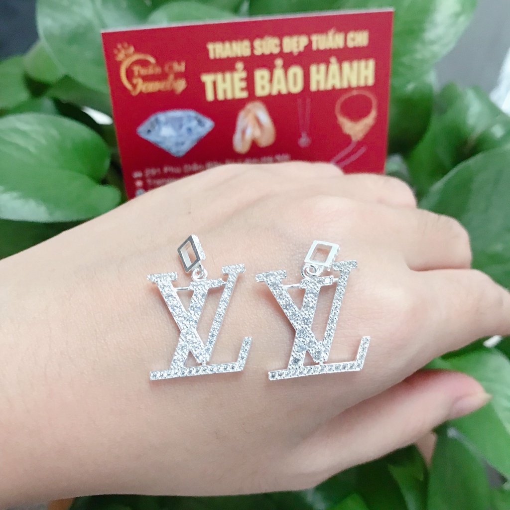 ♥️ẢNH THẬT♥️ Mặt Dây Chuyền Nữ- Mặt Vòng Cổ Bạc Hình Chữ L.V Đính Đá Cực Sang