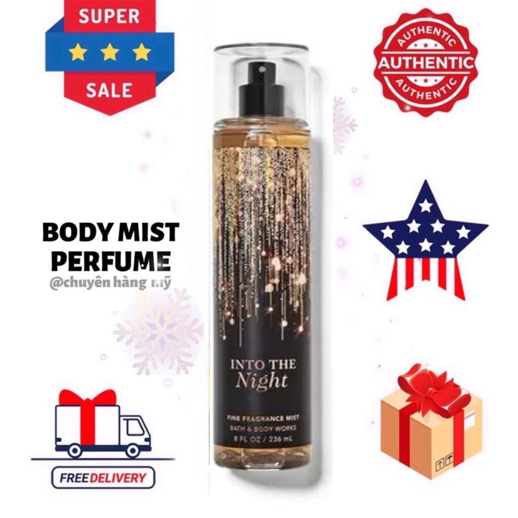 𝗕𝗢𝗗𝗬𝗠𝗜𝗦𝗧𝗣𝗘𝗥𝗙𝗨𝗠𝗘⚜️Xịt thơm toàn thân Bath & Body Works Into The Night Fullseal (30ml-50ml-100ml)