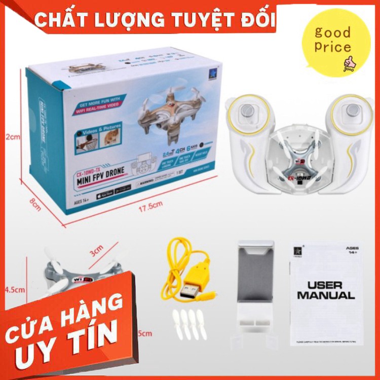 Máy Bay Quay Phim Trên Không Mini 3d Có Camera 0.3mp Cx-10Wd-Tx 2.4ghz 4ch 6-axis Wifi Fpv - Hàng nhập khẩu