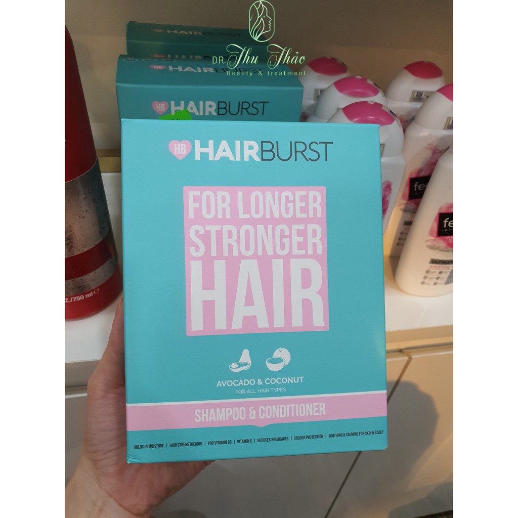 Cặp dầu gội xả Hairburst For Longer Stronger Hair Shampoo and Conditioner kích thích tóc mọc dài hơn chắc khỏe hơn 350ml