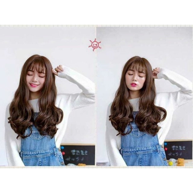 Tóc giả nguyên đầu xoăn lửng ❤️FREESHIP❤️ tóc giả xoăn lửng 1574