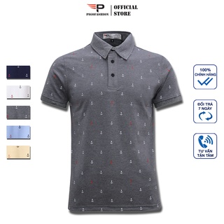 Áo thun nam cổ bẻ Pigofashion họa tiết mỏ neo chuẩn đẹp xuất sắc AHT24 màu xám đậm