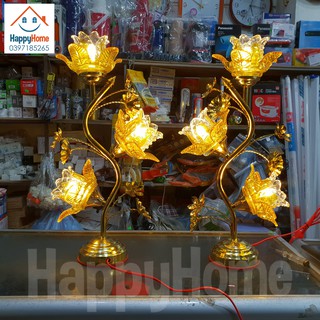 ĐÈN THỜ HOA SEN THUỶ TINH 40cm -50cm ( 1 Đôi)