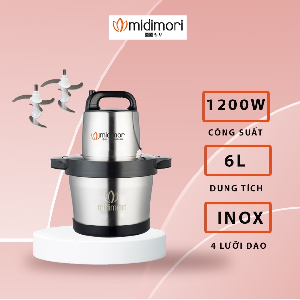 [Mã ELHADEV giảm 4% đơn 300K] Máy xay thịt inox cao cấp Midimori MDMR-1200 (1200W) - Tặng kèm 1 bộ lưỡi dao dự phòng