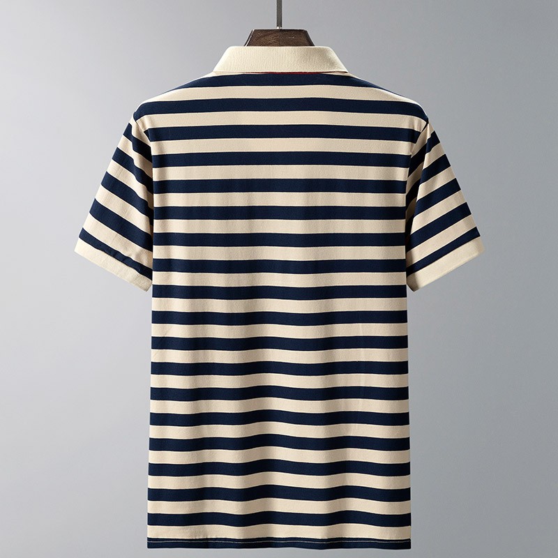 Áo Sơ Mi POLO Tay Ngắn Họa Tiết Sọc Bằng Cotton Chất Lượng Cao Thời Trang Mùa Hè Hàng Mới Dành Cho Bạn Nam