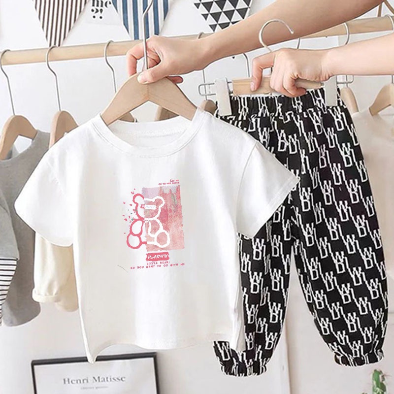 Áo Thun Thoáng Khí In Họa Tiết Gấu Hoạt Hình Thiết Kế Đơn Giản Cho Bé Trai