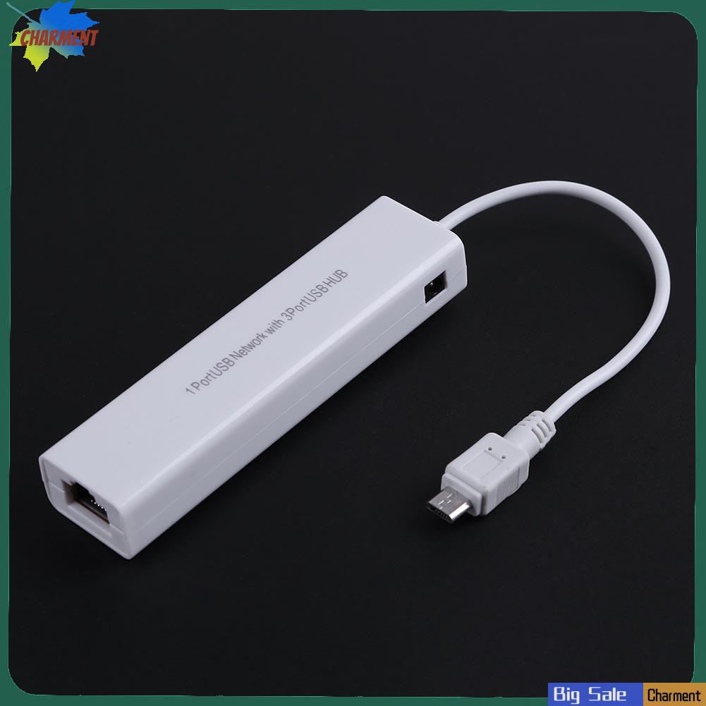 Bộ Chia 3 Cổng Usb 2.0 Hub 10 / 100mb Micro Usb Sang Rj45 Lan