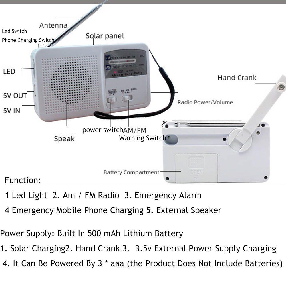 Đèn Pin Tích Hợp Radio Khẩn Cấp SHOUKEY Cổng Sạc USB Tiện Dụng