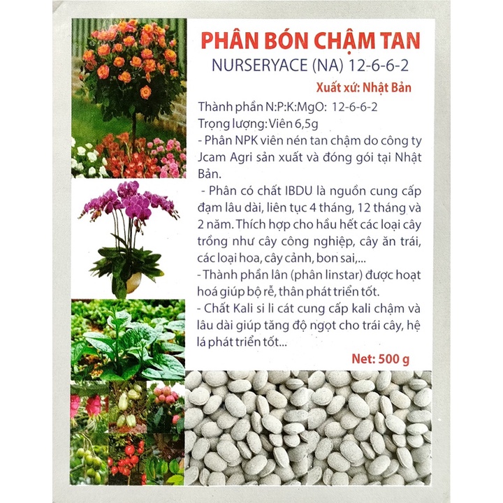 Phân tan chậm quả bàng Nhật Bản Nurseryace NA 12-6-6 hộp  500g