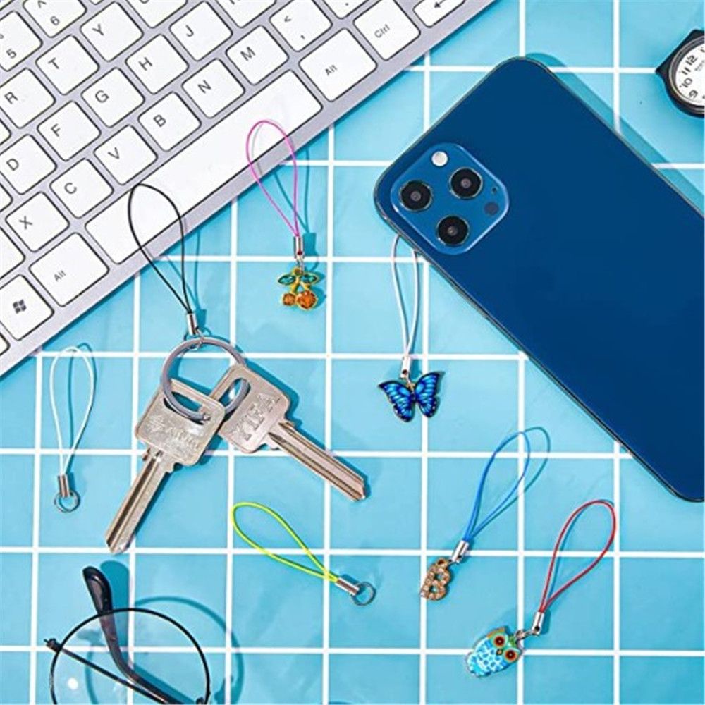 Set 100 Dây Móc Khóa / Điện Thoại Bằng Polyester Nhiều Màu Làm Đồ Thủ Công Diy