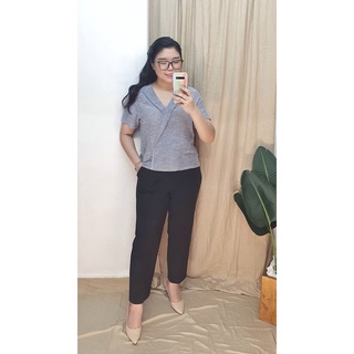 Bigsize công sở - Áo Cổ Đắp - Tweed Xanh