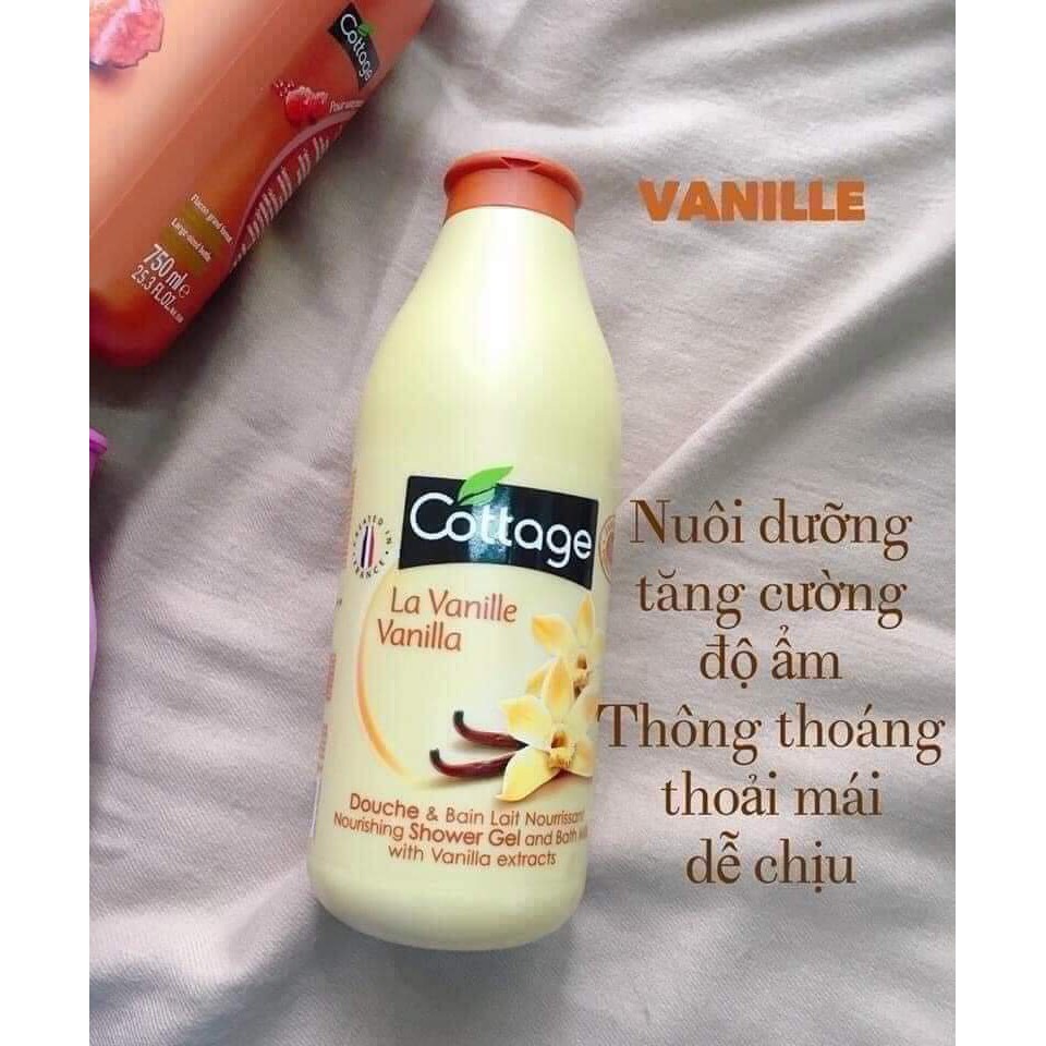 [Hàng chính hãng]  Sữa Tắm Dưỡng Thể Trắng Da Cottage 750ml của Pháp