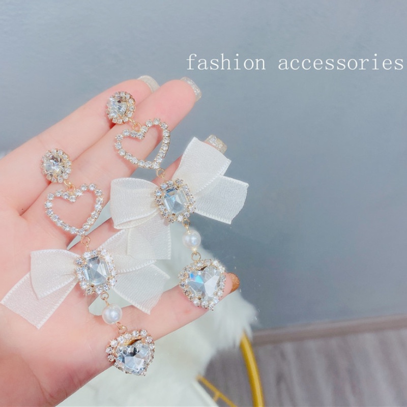 Đôi Bông Tai Dáng Dài Hình Trái Tim Đính Ngọc Trai Thời Trang Cho Nữ 2022