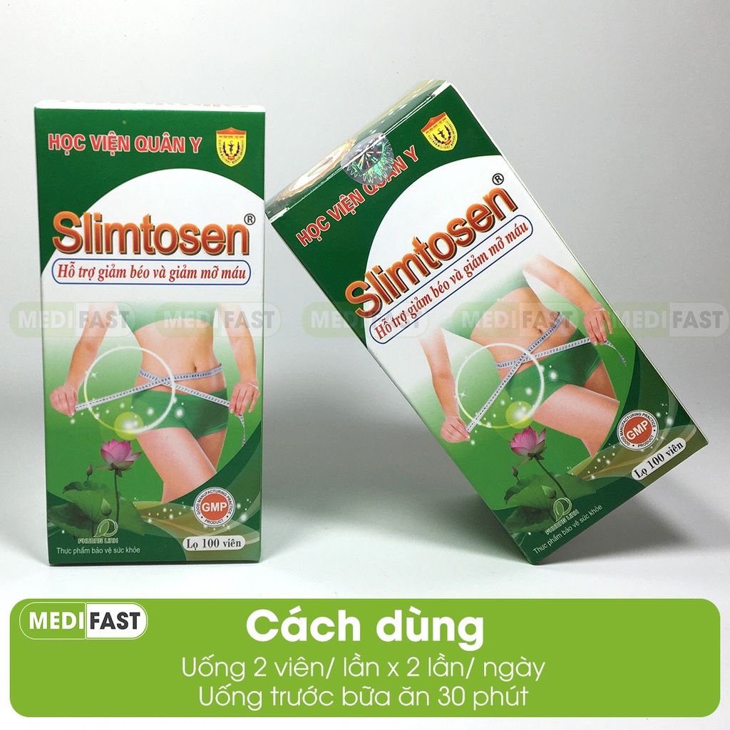 Slimtosen - Viên uống giảm cân của Học Viện Quân Y - Giảm cân hiệu quả, không lo mệt mỏi - Lọ 100 viên