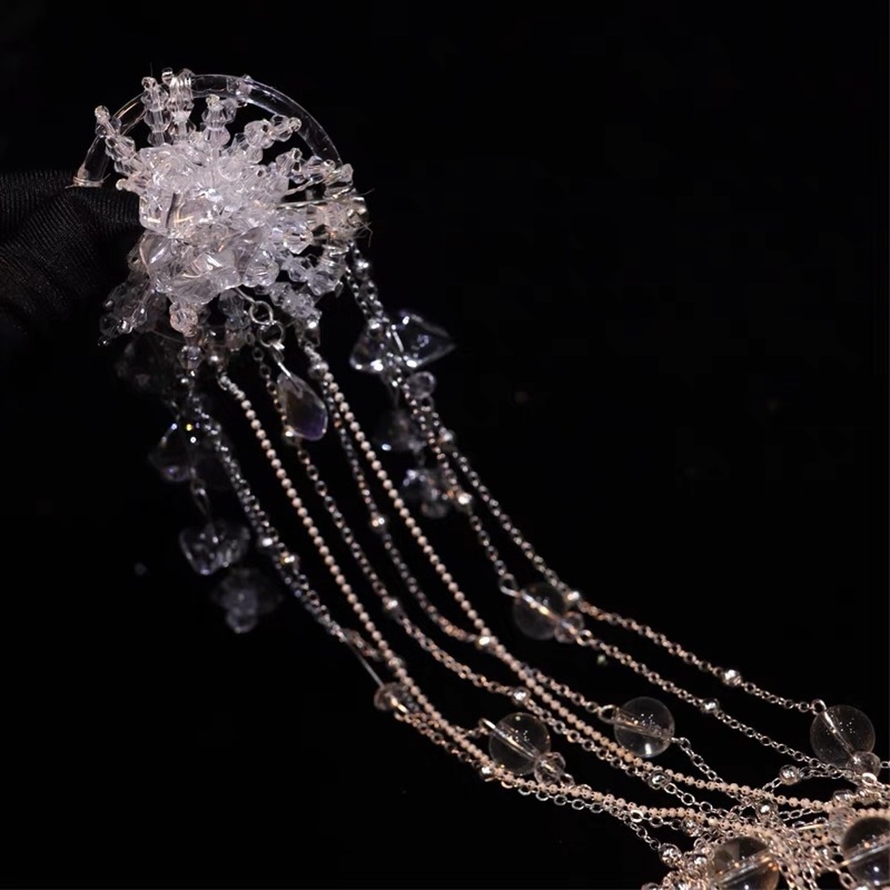 Kẹp Tóc Hình Hoa Đính Đá Pha Lê Tua Rua Thời Trang