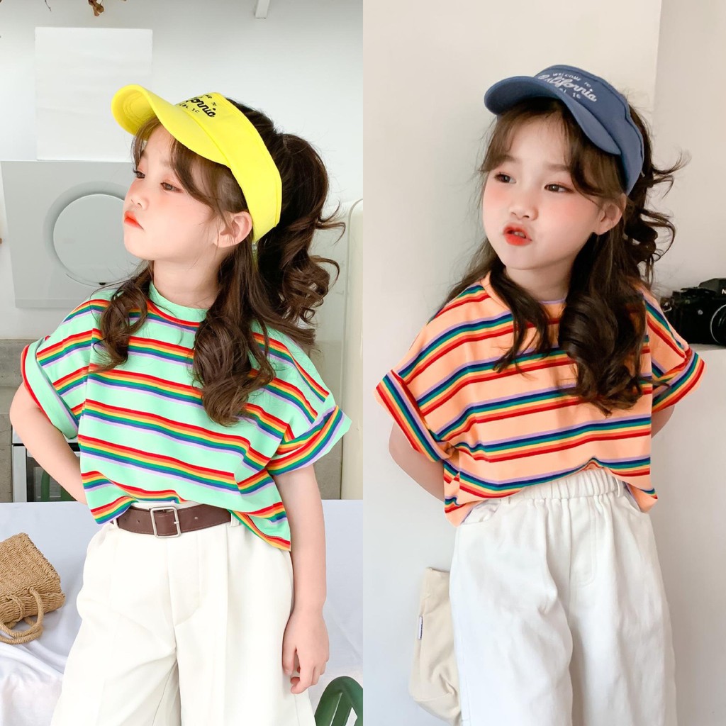 [A068] Áo phông croptop cầu vồng sz 90-140