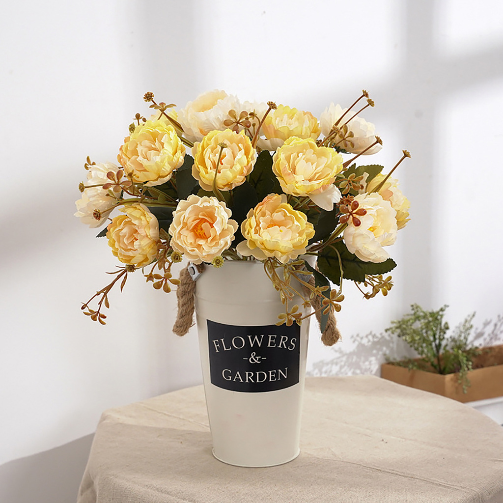Bó Hoa Mẫu Đơn Nhân Tạo Xinh Xắn Dùng Trang Trí Nhà / Văn Phòng / Quán Cà Phê