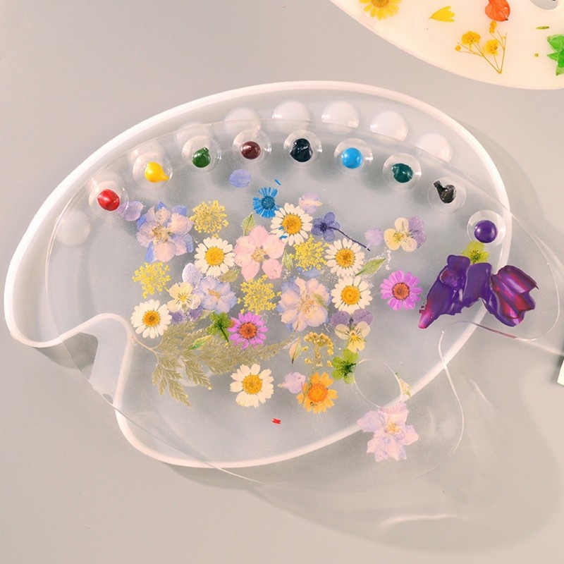 Khuôn nhựa silicon làm bảng pha màu nước/ Palette đổ resin