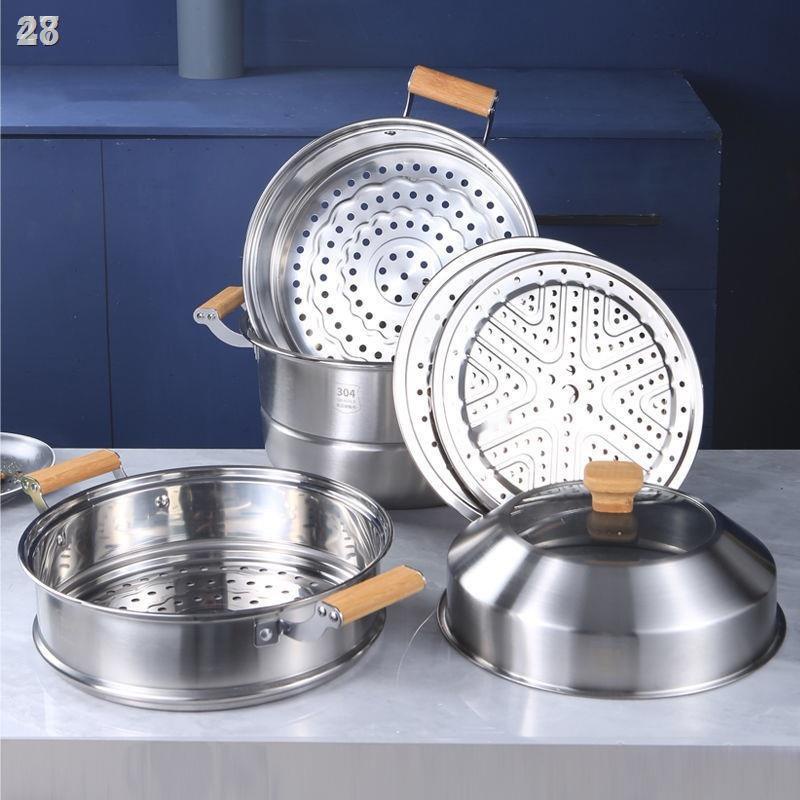 ☍□28FTủ hấp thực phẩm 304 inox Gia dụng hai lớp dày công suất lớn bếp từ ba bốn nồi ga