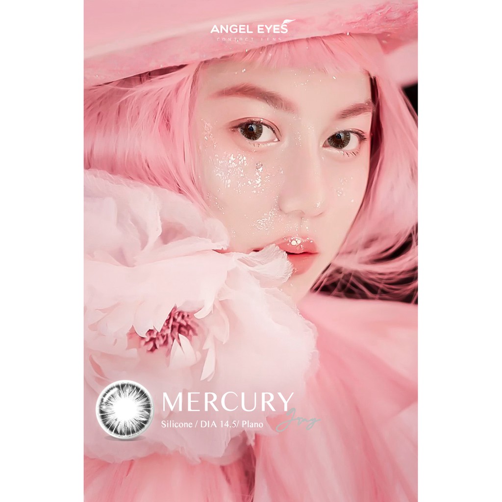 Lens nâu và lens xám giãn tròng Mercury thương hiệu Angel Eyes chất liệu Silicone Hydrogel đường kính 14.5 không có độ