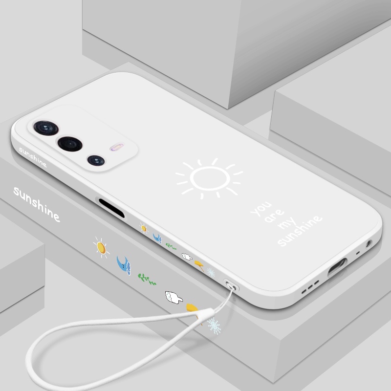 Ốp Điện Thoại silicone Mềm Họa Tiết Mặt Trời Nhỏ Đơn Giản Có Dây Đeo Cho OPPO a55 4G