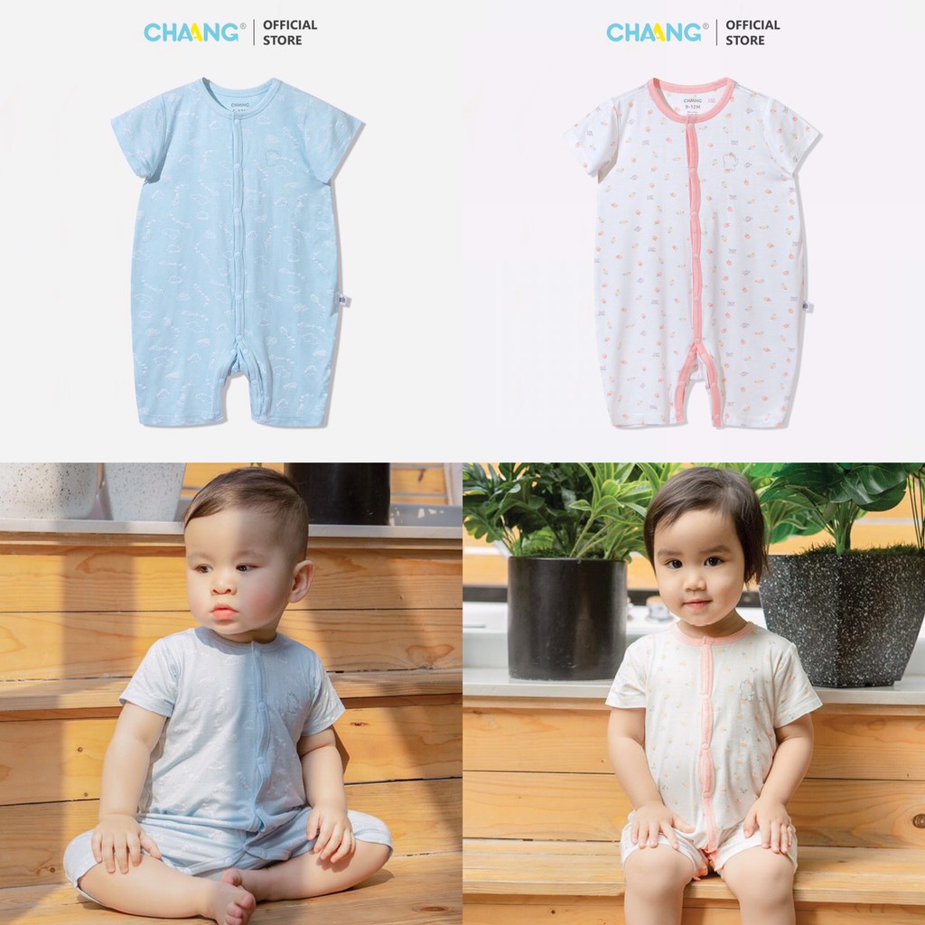 [CHAANG] Body cộc tay cúc giữa hãng Chaang, BST Chaang Summer 2021, quân áo trẻ em Chaang cotton an toàn cho bé