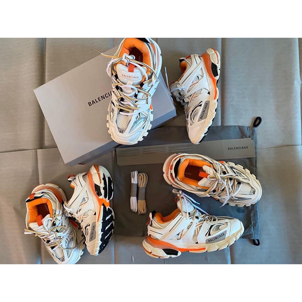 GIÀY THỂ THAO SNEAKER NAM NỮ BA LEN CIAGA TRACK 3.0 năng động cá tính dành cho thanh niên màu trắng cam có phản quang