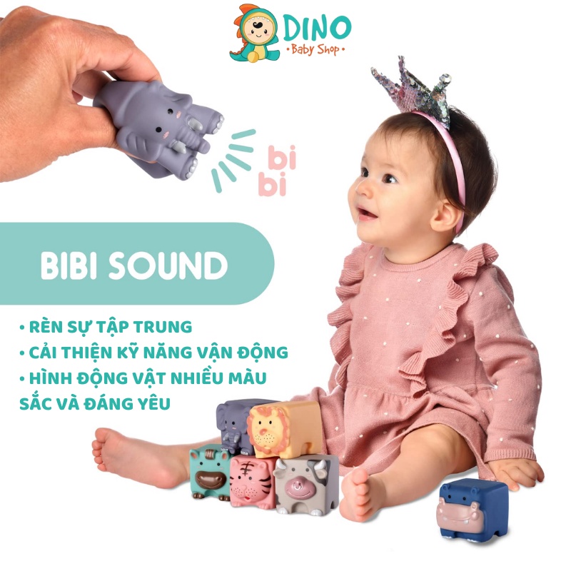 Đồ chơi khối lập phương bằng cao su mềm, đồ chơi nhà tắm hình động vật đáng yêu cho bé Dino