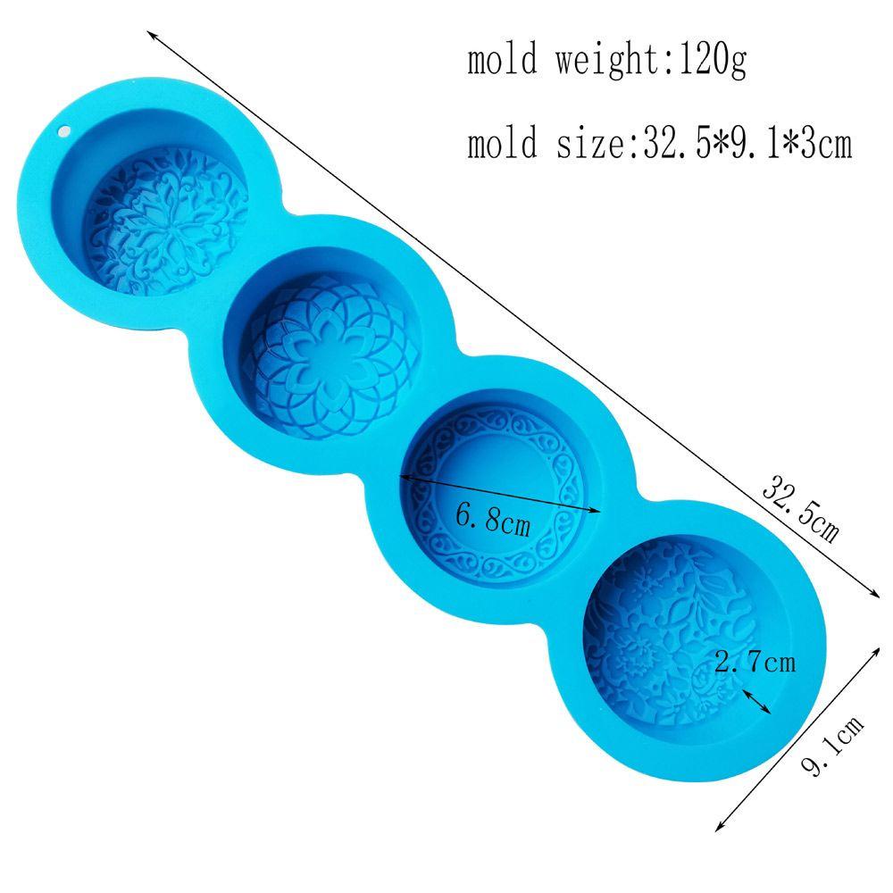 PISTA Khuôn Silicone Làm Xà Phòng 3D DIY 4 Ngăn Đa Năng Hình Bông Hoa