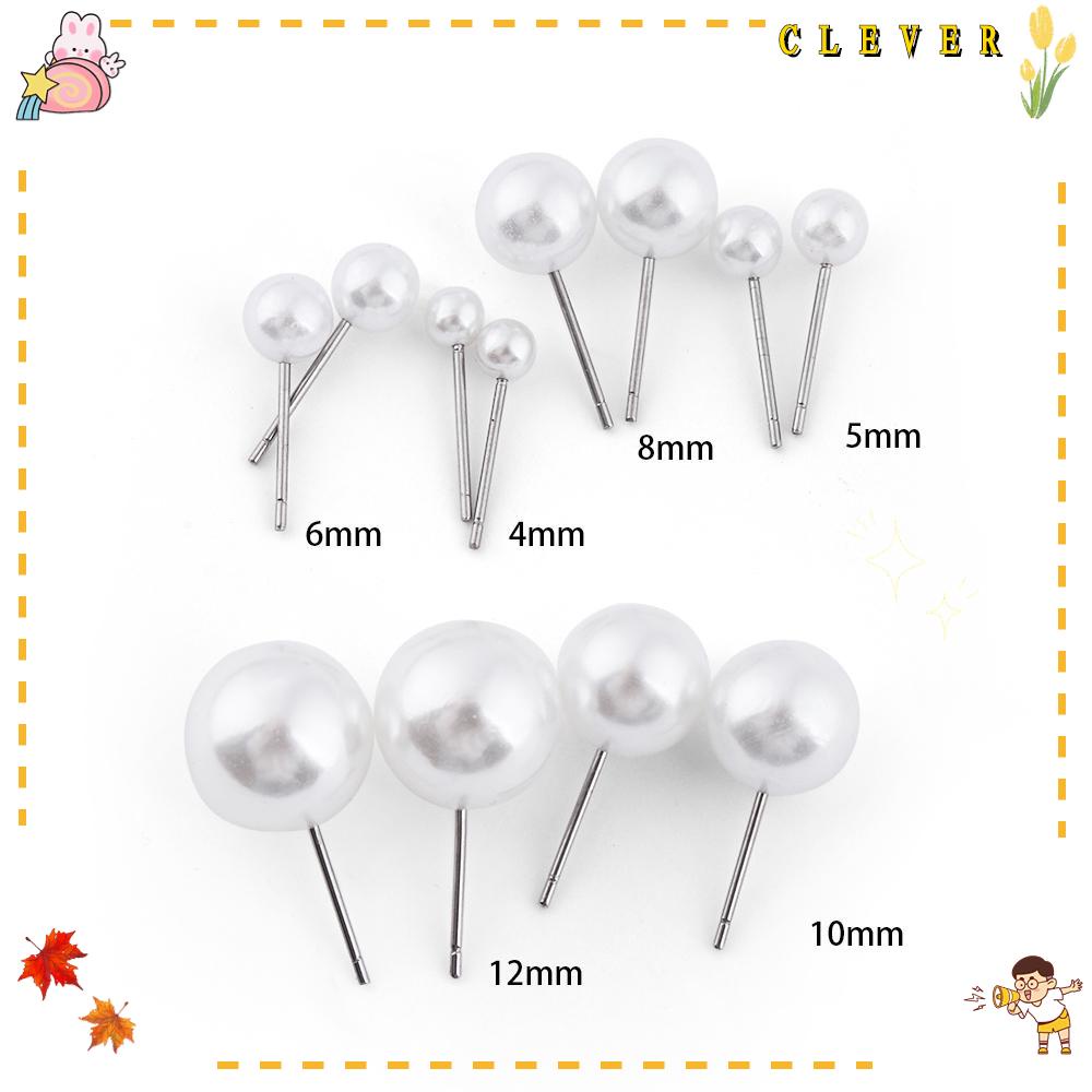 Bộ 5 / 10 Đôi Khuyên Tai Hạt Tròn 4mm 5mm 6mm 8mm 10mm 12mm