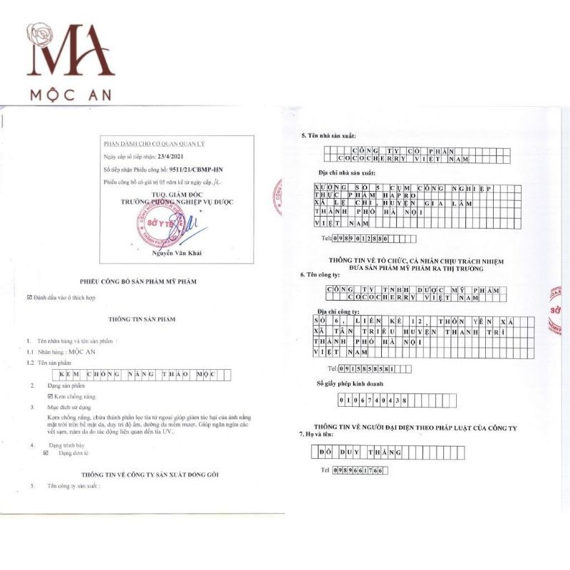 Kem chống nắng thảo mộc- Cococherry Mộc An