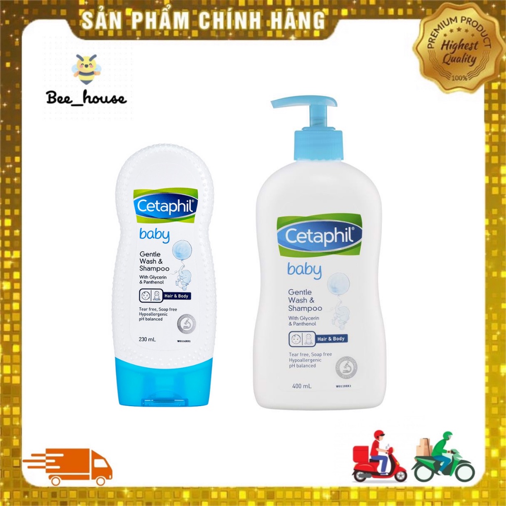 Sữa tắm gội cho bé Cetaphil Baby Gentle Wash &amp; Shampoo sạch khuẩn, lành tính, mềm mại cho da trẻ sơ sinh - 𝐁𝐞𝐞 𝐡𝐨𝐮𝐬𝐞