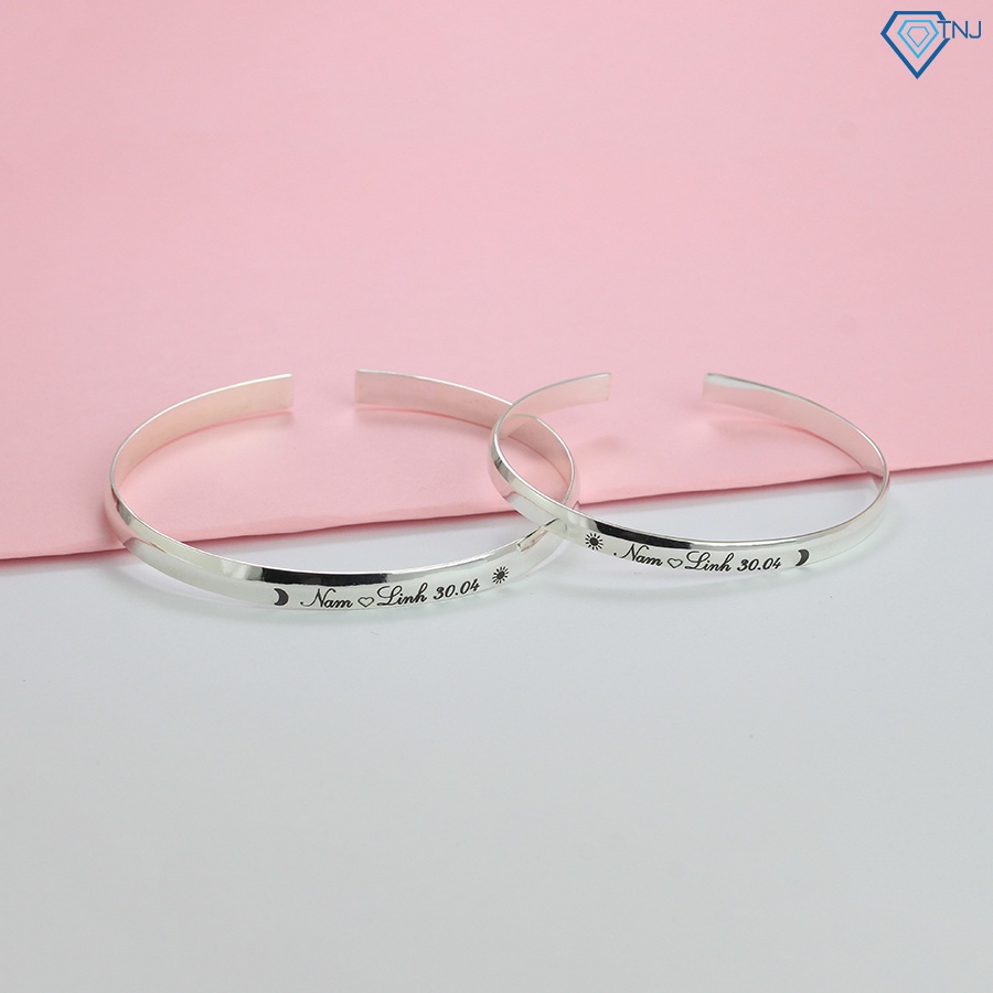 Lắc bạc đôi khắc tên dạng kiềng LTD0030 - Trang Sức TNJ