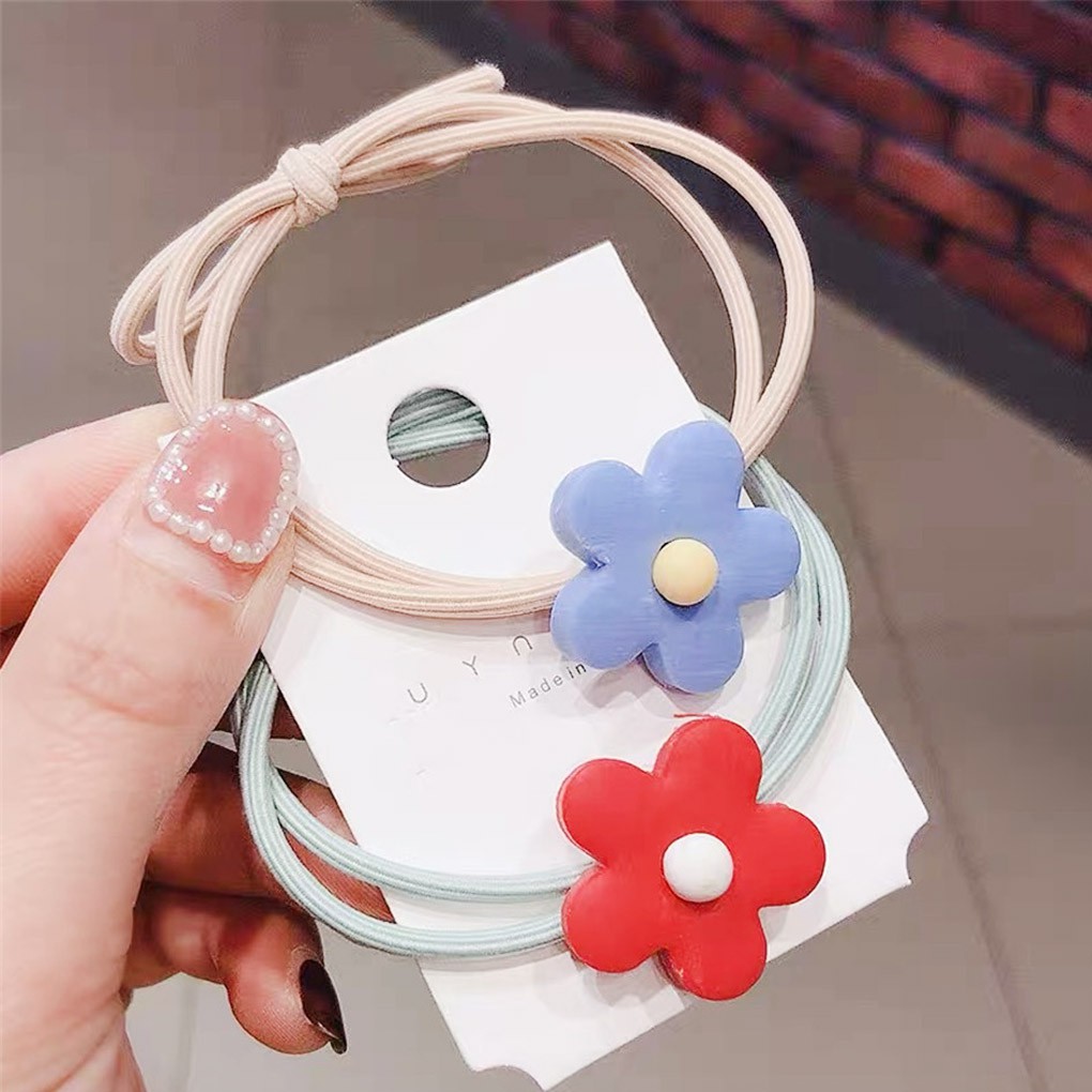 Dây Buộc Tóc Co Giãn Đính Hoa Thời Trang Cho Nữ