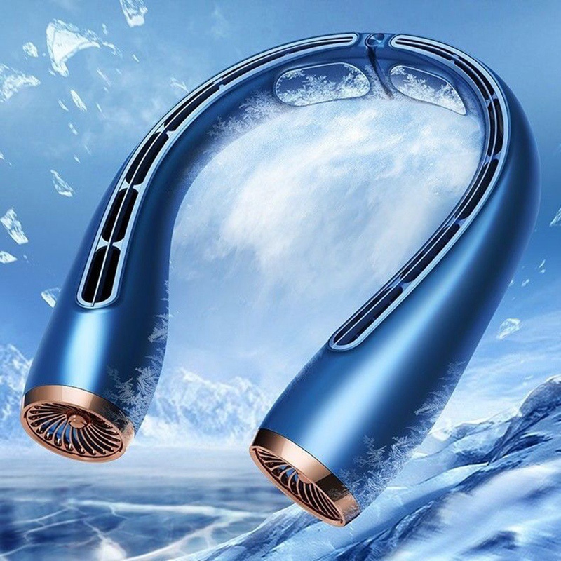 Quạt Làm Mát Đeo Cổ Không Cánh Sạc Cổng USB Không Gây Tiếng Ồn Có Thể Gập Lại