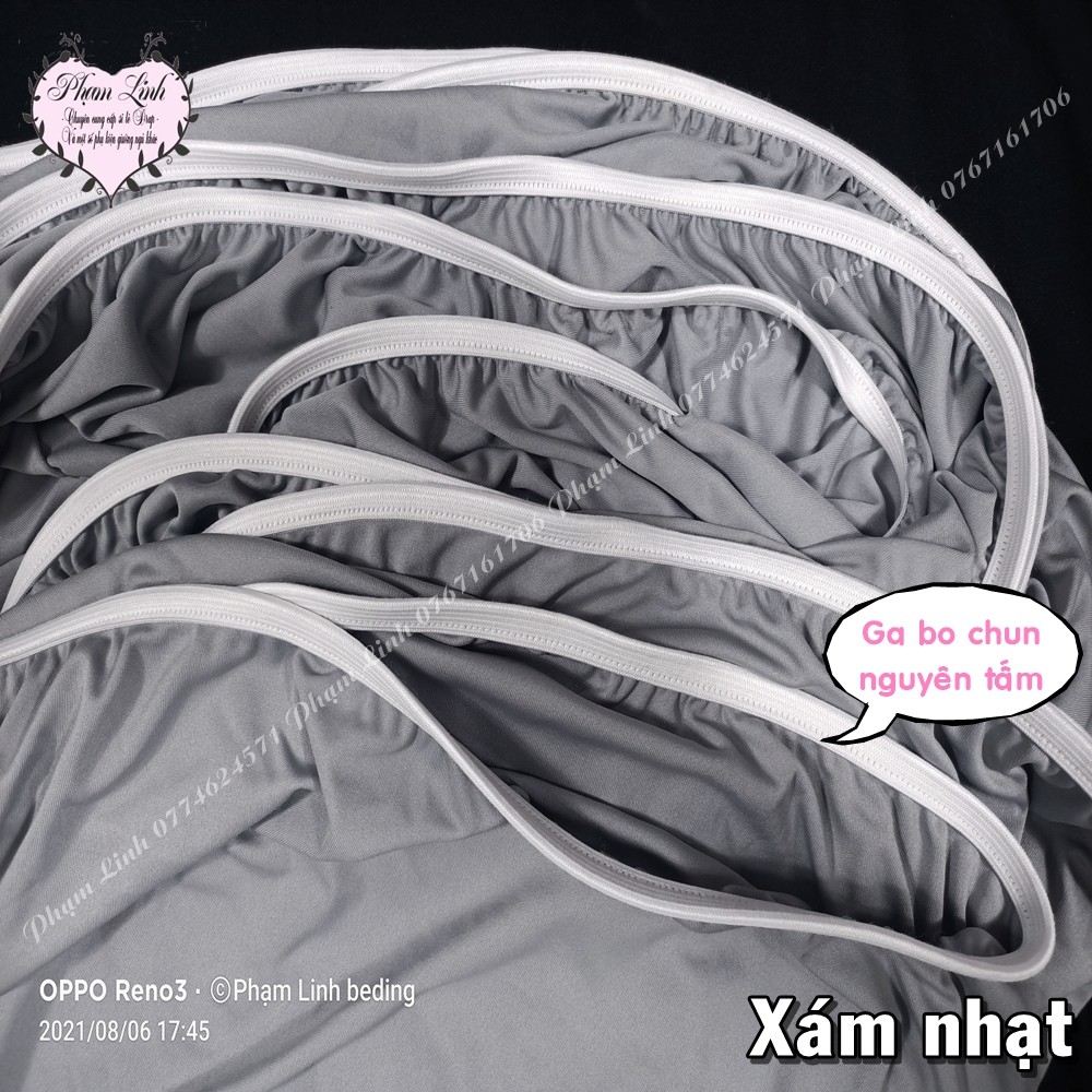 Bộ 4 món Drap-Ga trải giường bo chun vải thun sợi silk màu trơn có size lớn tách lẻ sản phẩm Bộ ga và vỏ gối