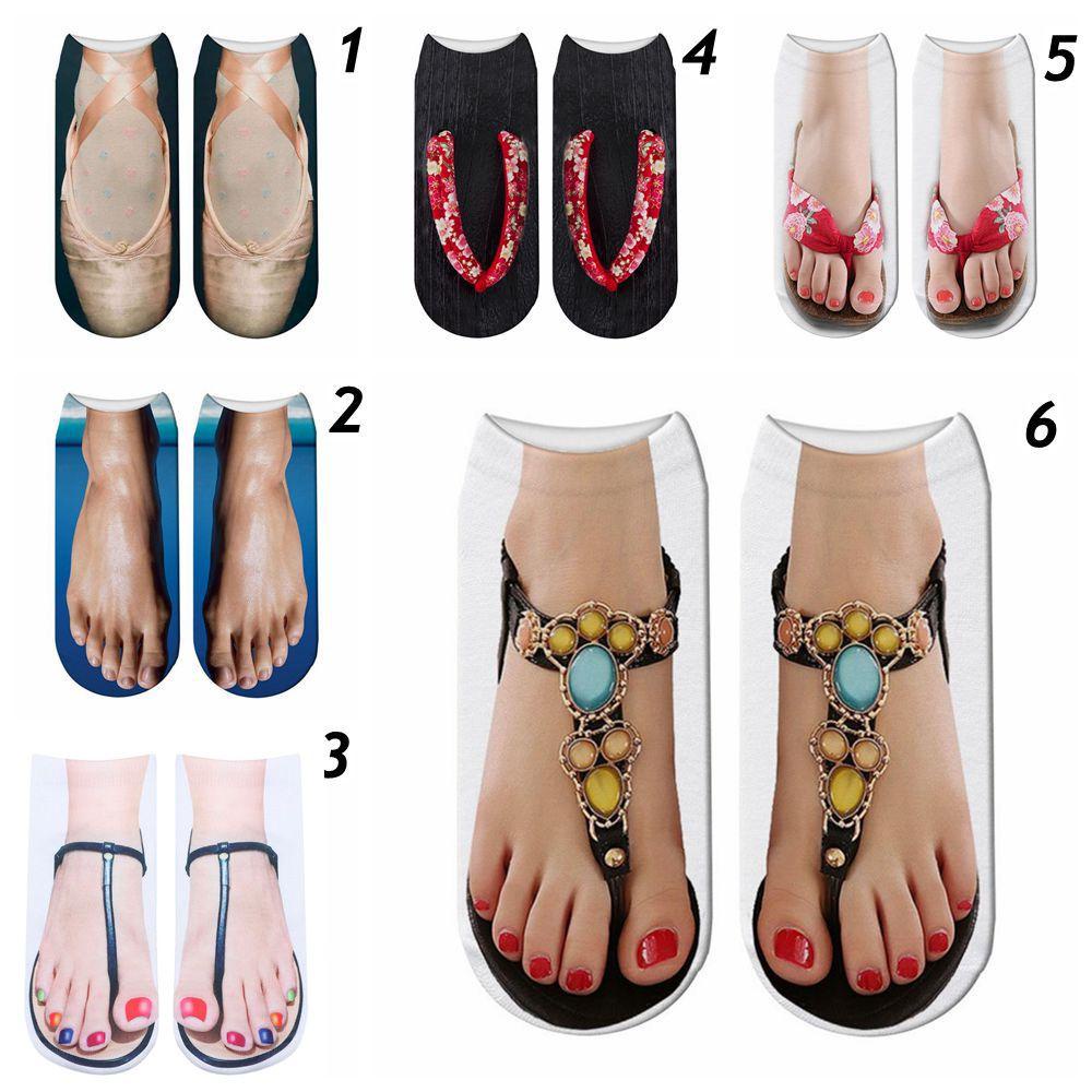 Vớ Cổ Thấp Mềm Mại Thoải Mái In Họa Tiết Múa Ba Lê 3D Cho Người Lớn