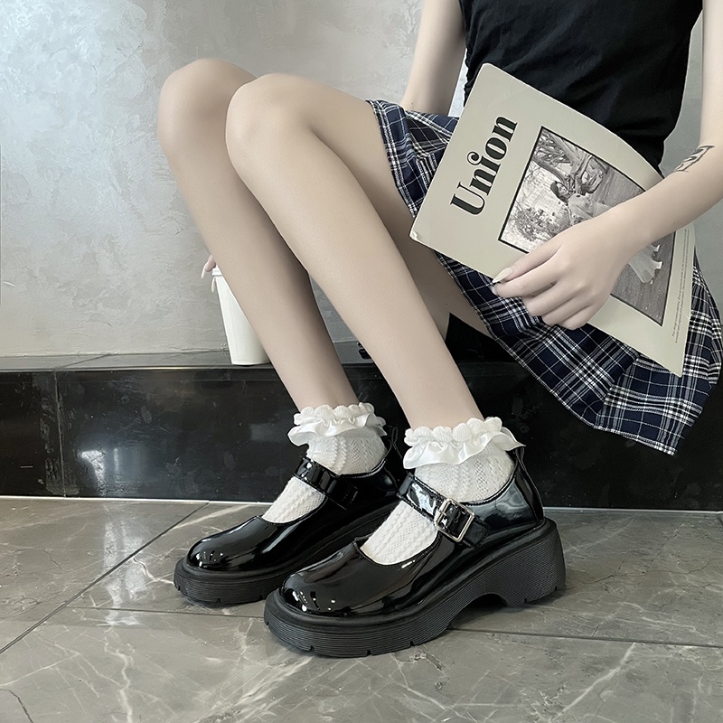 Giày Ulzzang Nữ Mary Jane Dây Cài 5cm Phong Cách Hàn Quốc