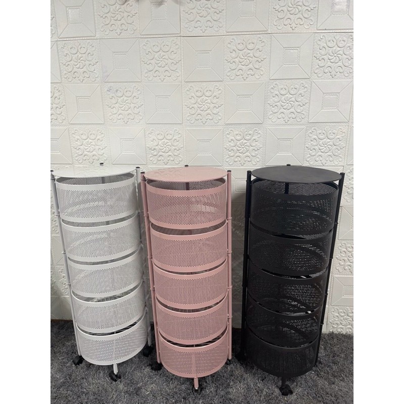 Kệ sắt xoay tròn 4 tầng có bánh xe