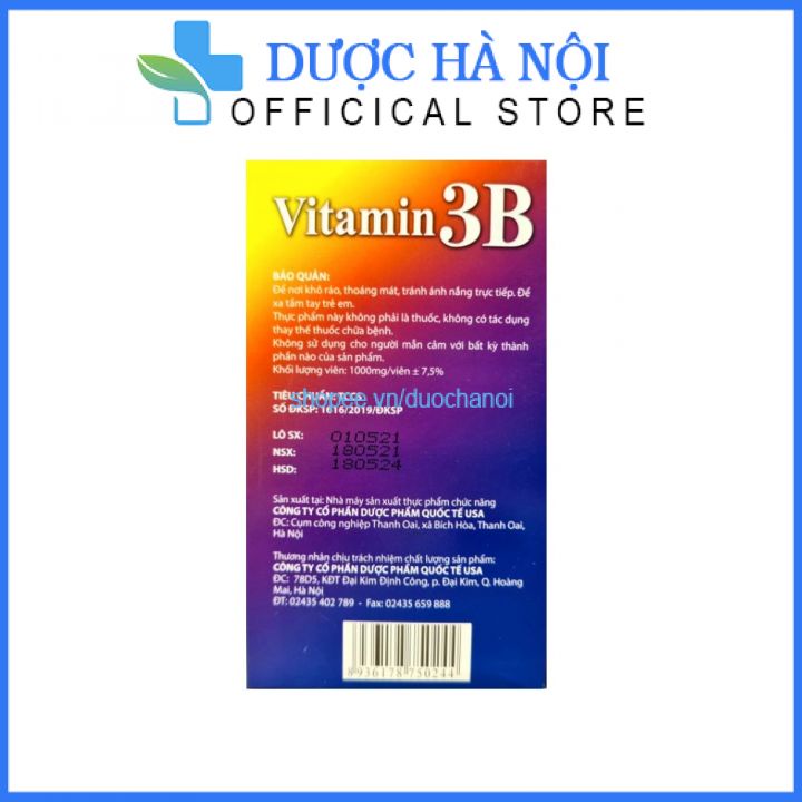 Viên uống Vitamin 3B giúp ăn ngon ngủ tốt, giảm đau nhức, tê bì chân tay 100 viên