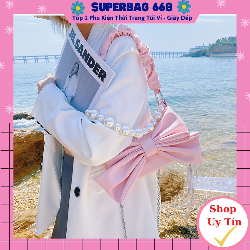 Túi Kẹp Nách Nữ Đeo Vai Đeo Chéo Nơ Ngọc 3 Quai Phong Cách Hàn Quốc SPB 300