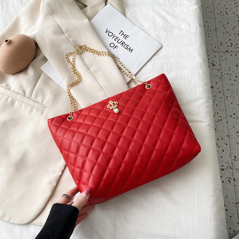 Túi Tote Đeo Vai Thêu Họa Tiết Hình Thoi Đơn Giản Thời Trang Mùa Hè 2022 Cho Nữ