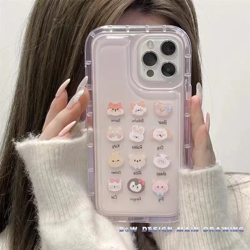 Ốp Điện Thoại Mềm Trong Suốt In Hình Đầu Động Vật Hoạt Hình Cho iPhone 13 12 11 Pro MAX IX XS MAX XR